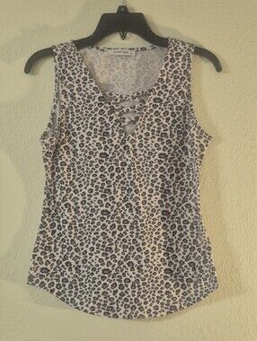 White Leopard-Print Lace-Up Tank
